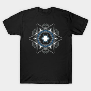 14C Unique Blue Black White Abstract Mandala T-Shirt